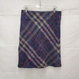 Burberry London WM's Blue & Gray Wool Plaid Skirt Size 10 Authenticated