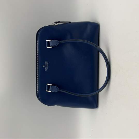 Womens Blue Leather Inner Pocket Bottom Stud Double Handle Shoulder Bag Purse image number 1