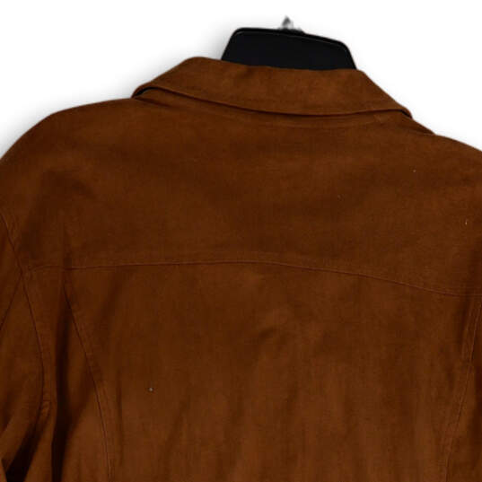 NWT Womens Brown Collared Long Sleeve Pockets Button Front Jacket Size 16 image number 4