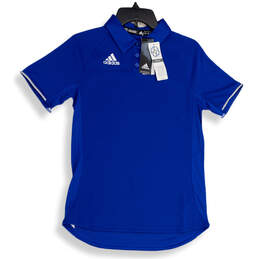 NWT Mens Blue Spread Collar Short Sleeve Golf Polo Shirt Size Medium
