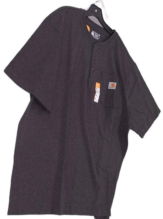 NWT Black Heather Loose Fit Casual Henley Pullover T Shirt Size 2XL image number 3