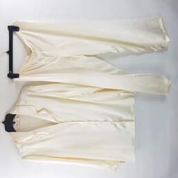 Christine Vancouver Women White Silk 2 Piece Button Up Sleepwear Top Pants M NWT