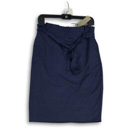 NWT Womens Blue Flat Front Tie Waist Straight & Pencil Skirt Size 4P alternative image