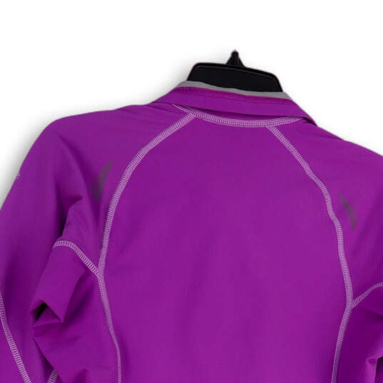 Womens Purple Pockets Long Sleeve Collared Full-Zip Jacket Size TS image number 4
