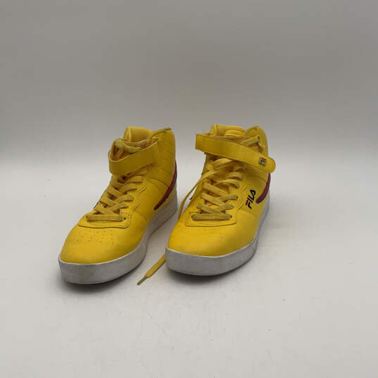 Mens Vulc 13 Yellow Leather High Top Lace-Up Round Toe Sneaker Shoes Sz 10 image number 3