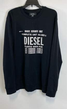 Vintage Diesel S-Gir-B5 Mens Black Long Sleeve Moniker Pullover Sweater Size XXL