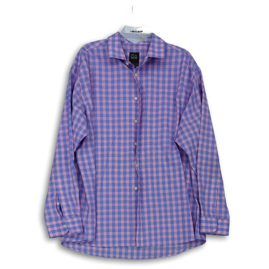 Mens Blue Pink Plaid Long Sleeve Spread Collared Button-Up Shirt Size XL image number 1