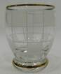 Vntg Small White Checkerd Gold Tone Trim Glass Decanter W/ 4 Shot Glasses image number 6