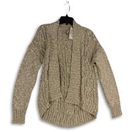 NWT Womens Tan Cable-Knit Long Sleeve Open Front Cardigan Sweater Size L