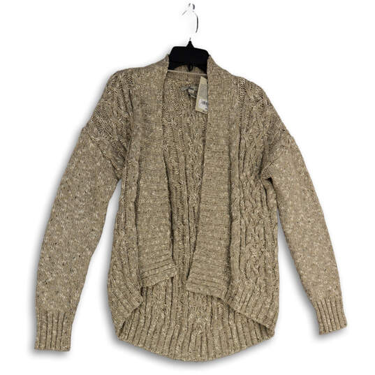 NWT Womens Tan Cable-Knit Long Sleeve Open Front Cardigan Sweater Size L image number 1