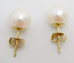 14K Yellow Gold Pearl Stud Earrings 1.4g alternative image