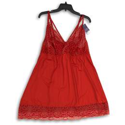 NWT Cacique Womens Red Gold Lace Sleeveless Camisole Nightgown Size 18/20