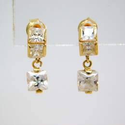 14K Gold Cubic Zirconia Dangle Charm Post Earrings 1.3g alternative image