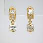 14K Gold Cubic Zirconia Dangle Charm Post Earrings 1.3g image number 2