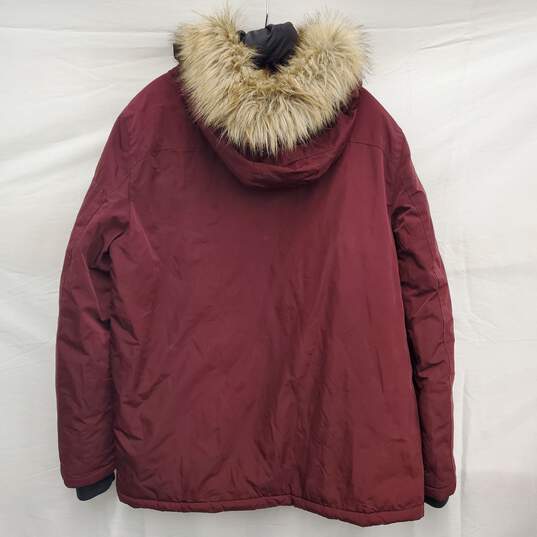 Calvin Klein Wm's Burgundy Red 100% Polyester Faux Fur Hooded Winter Parka Size M image number 2