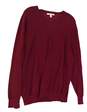 Mens Red Long Sleeve V Neck Knitted Casual Pullover Sweater Size XL image number 3