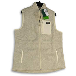 NWT Womens White Fleece Mock Neck Full-Zip Sweater Vest Size 1X Plus