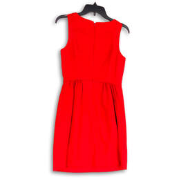 NWT Womens Red Round Neck Pleated Sleeveless Back-Zip Shift Dress Size 2 alternative image