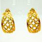 10K Yellow Gold Lattice Textured Cut Out Demi Hoop Earrings 2.5g image number 2