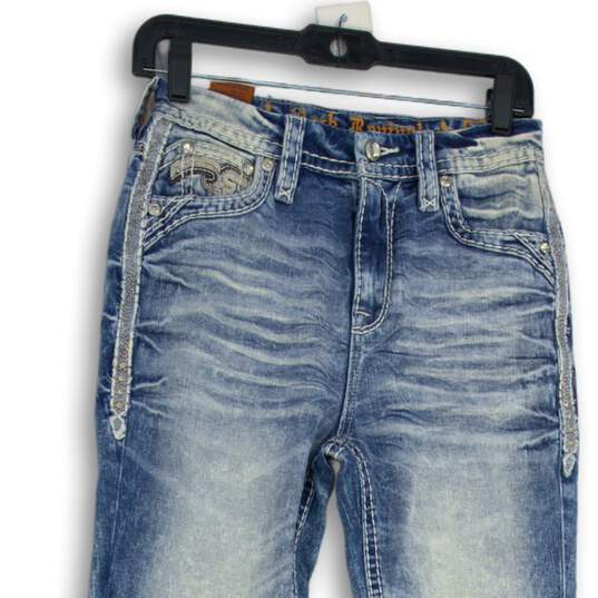Womens Light Blue Denim Medium Wash 5-Pocket Design Skinny Jeans Size 26 image number 3