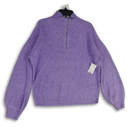 NWT Womens Purple Collared Long Sleeve Knitted Pullover Sweater Size XL