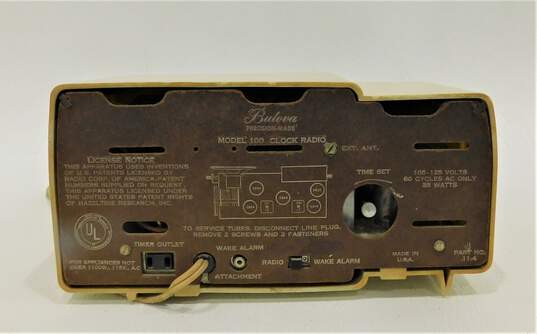 Bulova Model 100 MCM Mid Century Modern Bakelite Alarm Clock Radio image number 3