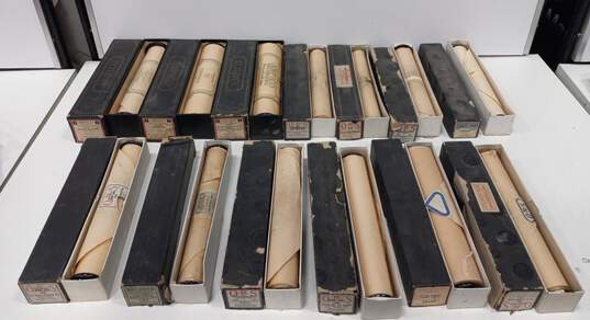 Bundle of 13 Assorted Vintage Piano Rolls in Boxes image number 3