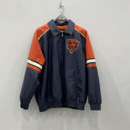 Mens Blue Orange Chicago Bears Long Sleeve Full Zip Football Jacket Sz XXL