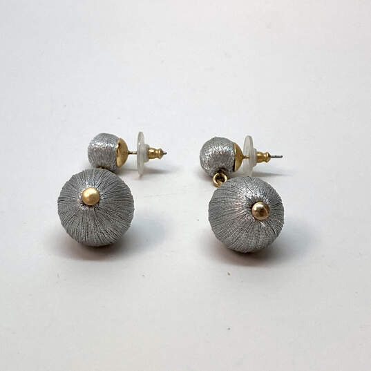Designer J. Crew Gold-Tone Silver Thread Ball Dangle Drop Earrings image number 2