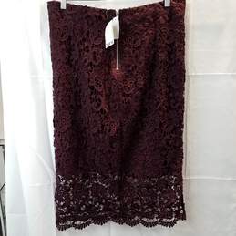Bar III Women's Burgundy Wine Lined Lace Pencil Skirt Size L NWTst alternative image