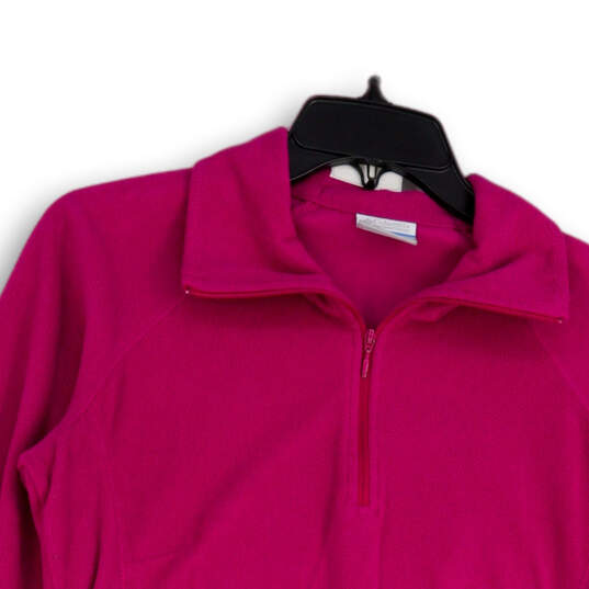 Womens Pink Stretch Long Sleeve 1/4 Zip Collared Pullover Jacket Size M image number 4