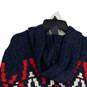 NWT Mens Blue Red Knitted Long Sleeve Hooded Full-Zip Sweater Size Large image number 4