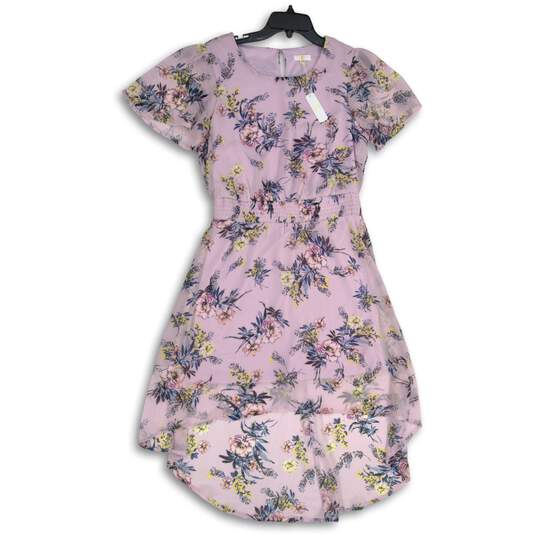 NWT Charming Charlies Womens Purple Hi-Low Hem Fit & Flare Dress Size Small image number 1