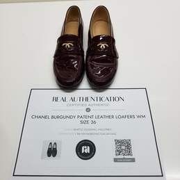 AUTHENTICATED Chanel Burgundy Patent Leather Loafers Size 36