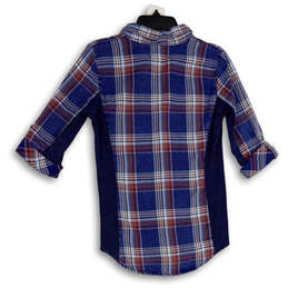 NWT Womens Blue Red Plaid Roll Tab Sleeve Button-Up Shirt Size Medium alternative image