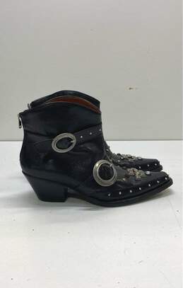 COACH Black Leather Buckle Studded Back Zip Ankle Boots Shoes Size 10 B