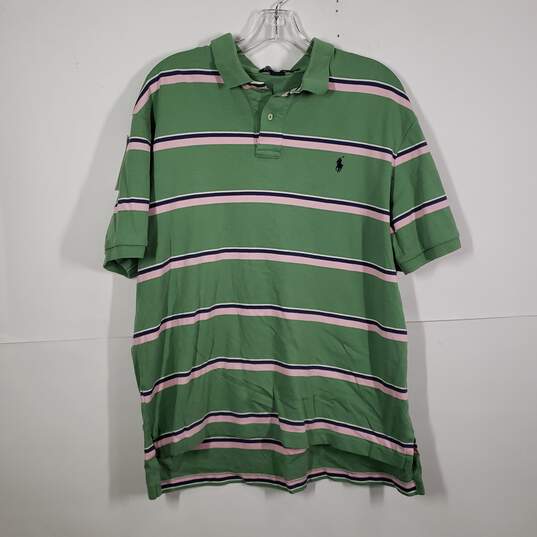 Mens Striped Regular Fit Short Sleeve Collared Polo Shirt Size XL image number 1