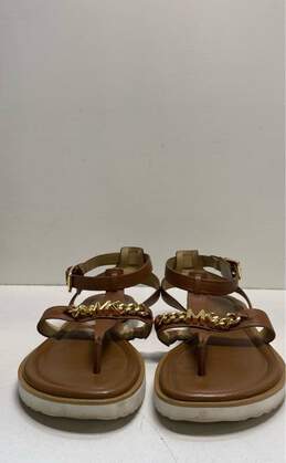 Michael Kors Gold Chain Link Logo Brown Thong Sandals Women's Size 9.5 alternative image