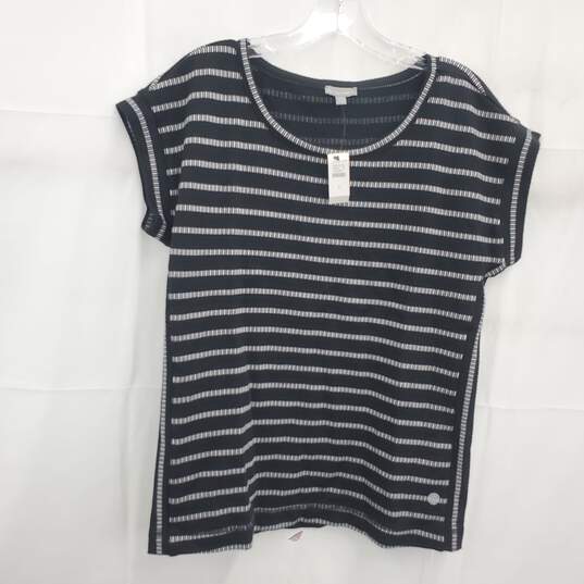 Talbots Black & White Striped Stretch T-Shirt Women's Size S NWT image number 1