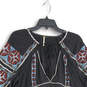 Womens Multicolor Embroidered V-Neck Long Sleeve Pleated A-Line Dress Sz M image number 3