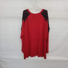 Torrid Red Cotton Blend Cold Shoulder Raglan W/ Lace Knit Sweater WM Size 5 ( 5X ) NWT alternative image