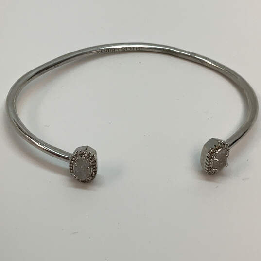 Designer Kendra Scott Silver-Tone Drusy Stone Adjustable Cuff Bracelet image number 3