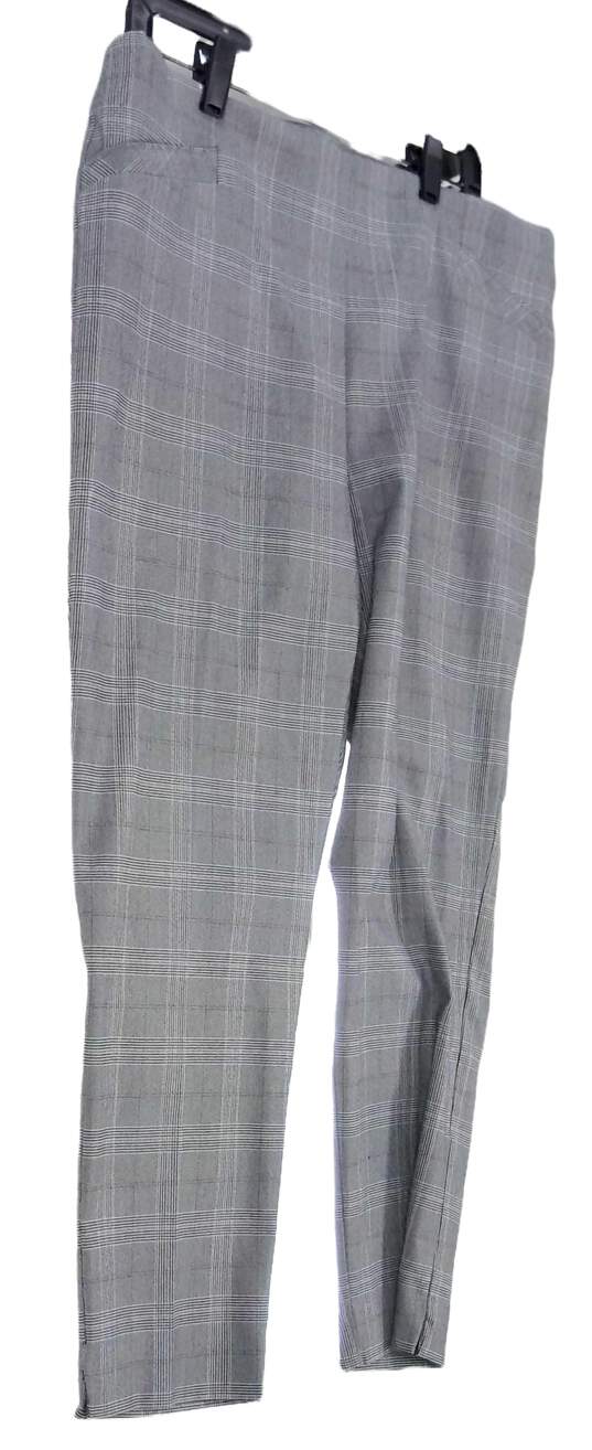 NWT Womens Gray Plaid Flat Front Straight Leg Dress Pants Size 16 S image number 1