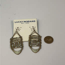 Designer Lucky Brand Two-Tone Fish Hook Beaded Fashionable Dangle Earrings alternative image
