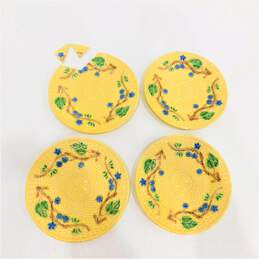 Tiffany & Co. Blackberry Basket Weave Design Yellow Porcelain Plates Set of 4