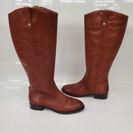 INC Concepts Fawne Cognac Leather Wide Calf Riding Boot Women's US Size 8M alternative image