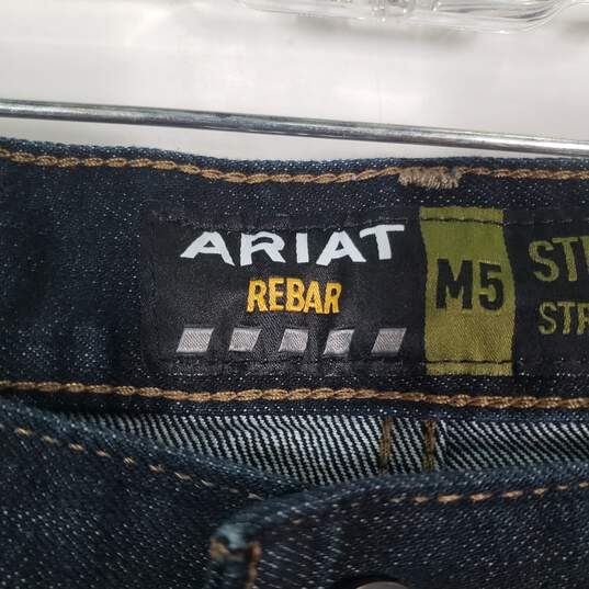 Mens Rebar M4 Dark Wash Pockets Denim Straight Leg Jeans Size 34/36 image number 3