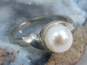10K White Gold Cultured Pearl Ring 2.7g image number 1