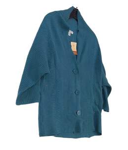 NWT Womens Teal Dolman Sleeve Button Front Cardigan Sweater Size L