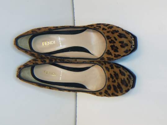 Fendi Brown Womens Heels Animal Print Brown Size 38 image number 5